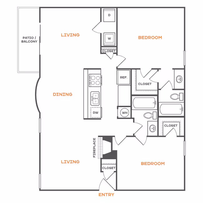 2 Beds • 2 Bath 1710 floor plan